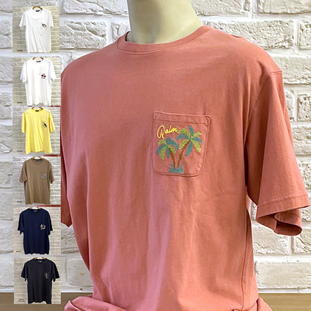 Embroidered Pocket T-shirt,Short sleeve 